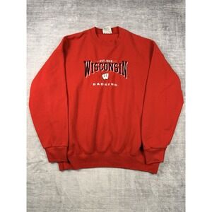 Wisconsin Badgers Sweatshirt Mens XL Red Vtg‎ Lee Sport Embroidered 90s Crewneck